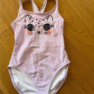 Fabkids Pink Leopard Face Kids Swim One Piece